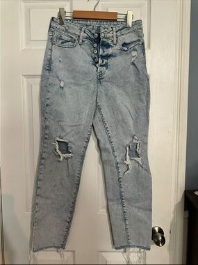 Old Navy High Rise Distressed Button Fly Mom Jeans Size 6